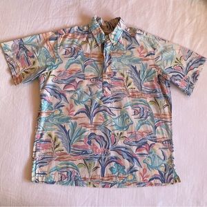 Vintage Reyn Spooner Pastel 1/2 Button, Pull-Over Short Sleeve Aloha Shirt, L